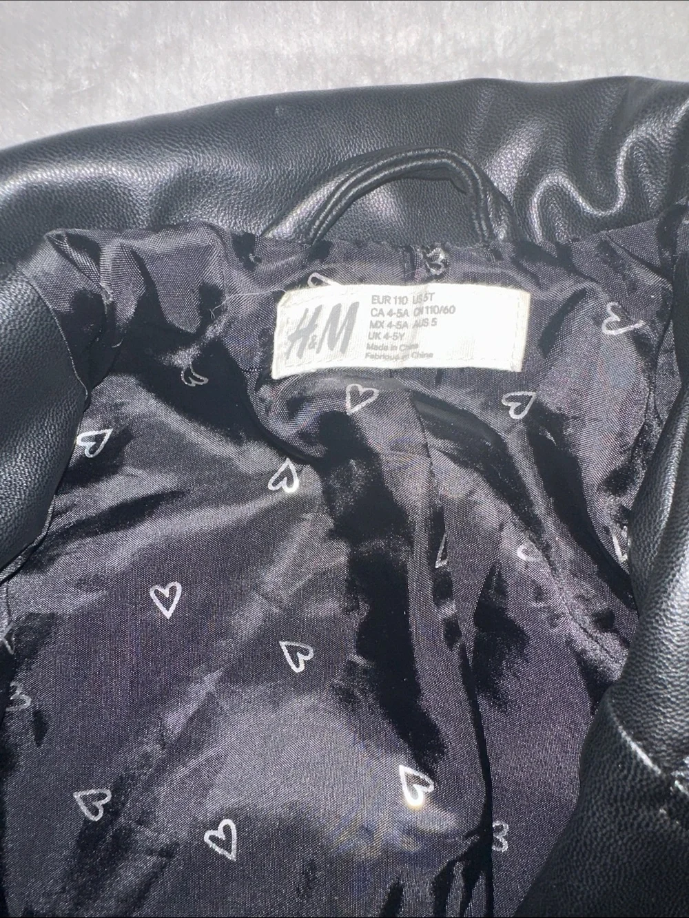 H&M Black Faux Leather Bomber-Style Biker Jacket